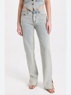 Lioness Crawford Jeans Women’s 6 Light Wash Straight Leg High Rise Denim NEW
